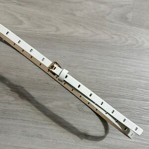 White Leather Women's Belt with Gold Buckle